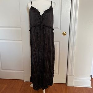 Zara Black Silk-like Scrunch Dress